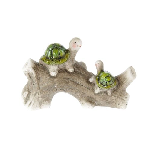 Keramik-Schildkröten auf Ast, 17 x 6,5 x 10 cm, grün, 803734