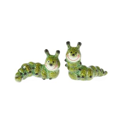 Ceramic caterpillar 2 assorted, 11 x 6.5 x 7.5 cm, green, 803802