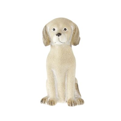 Ceramic dog sitting, 11 x 10 x 19 cm, beige, 803826
