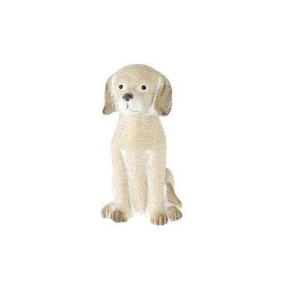 Keramik-Hund sitzend, 8,5 x 7 x 13,5 cm, beige, 803833