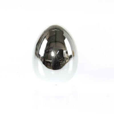 Dolomite egg mirrored, Ø 9.5 x 12.5 cm, silver, 804847