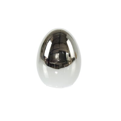 Dolomite egg mirrored, Ø 7.5 x 9.5 cm, silver, 804854