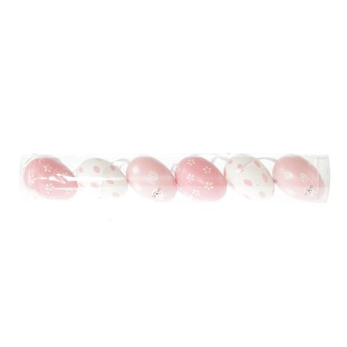Kunststoff-Hänger Eier 3-fach sortiert, Ø 4 x 6 cm, rosa, 6-teilig, 805394