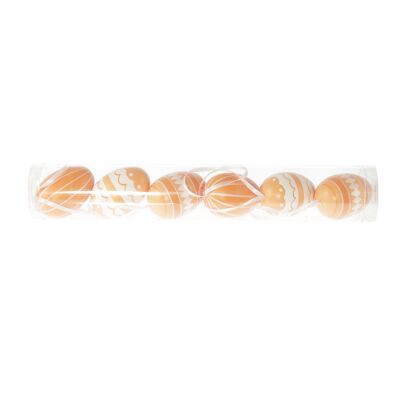 Plastic hanger eggs 3 assorted, Ø 4 x 6 cm, orange, 6 parts, 805417