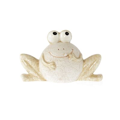 Ceramic frog crouching, 24.5 x 12 x 14.5 cm, beige, 807565