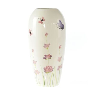 Ceramic vase lavender design, Ø 18 x 35 cm, violet, 818028