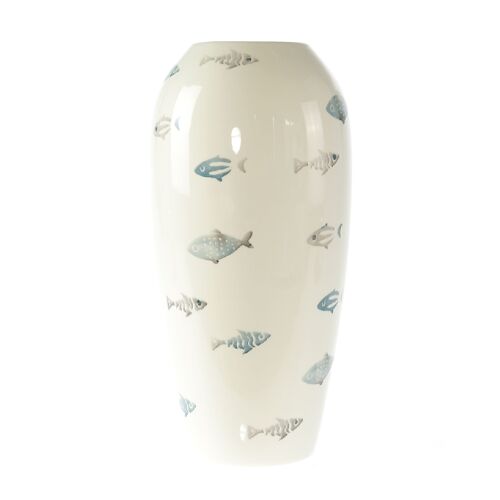 Keramik-Vase Fischdesign, Ø 18 x 35 cm, blau, 818110