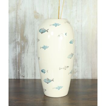 Vase en céramique motif poisson, Ø 18 x 35 cm, bleu, 818110 2