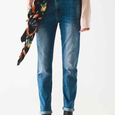 High rise cigarette jeans in midwash
