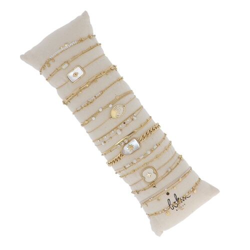 Kit de 16 bracelets en acier inoxydable - doré blanc V3 - coussin offert