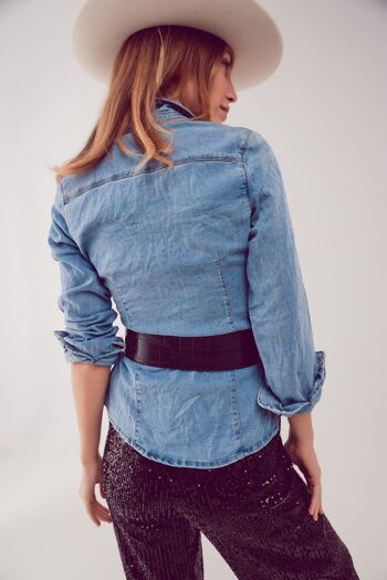 Chemise en jean bleu clair 2