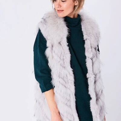 Gilet in pelliccia di volpe grigia e coney