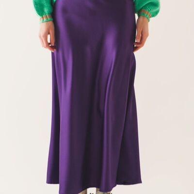 Jupe midi en satin violet