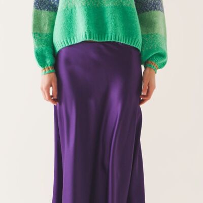 Falda midi de raso en violeta