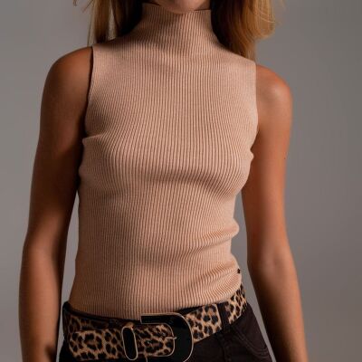 Knitted high neck top in pink