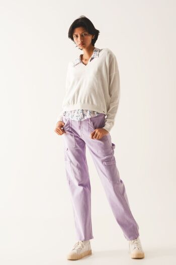 Pantalon cargo violet 3
