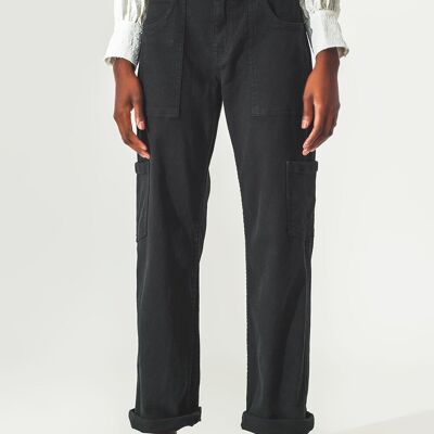 Pantaloni cargo a gamba dritta in nero