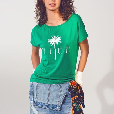 T-shirt con stampa grafica frontale in verde