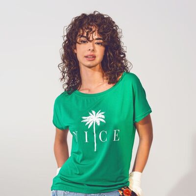 Graphic front print t shirt in green