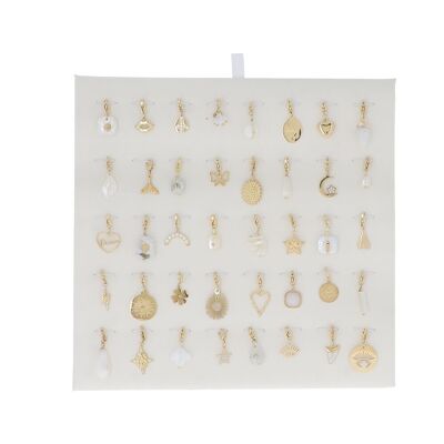 Kit de 40 dijes de acero inoxidable - oro blanco - exhibición gratuita / KIT-CH01-0280-D-BLANC