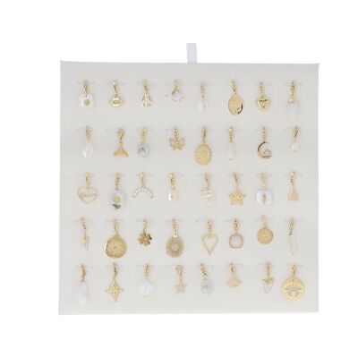Kit of 40 stainless steel charms - white gold - free display / KIT-CH01-0280-D-BLANC