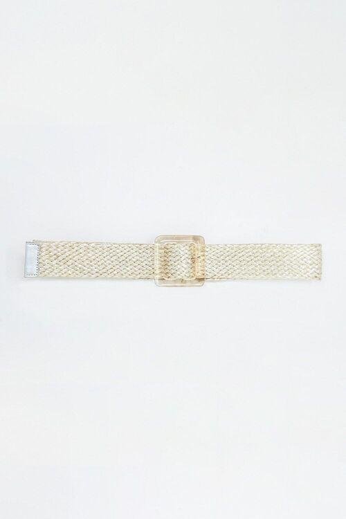 Belt with Square Buckle in White