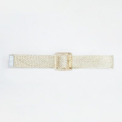 Belt with Square Buckle in White