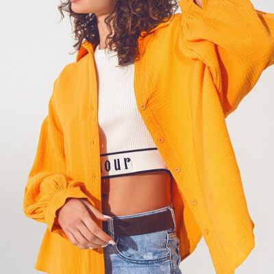 Textured Loose Fit Shirt in Orange