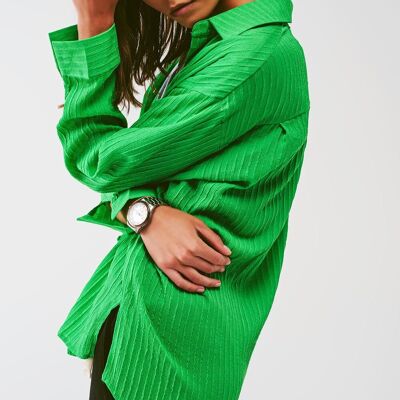 Chemise rayée coupe ample en vert