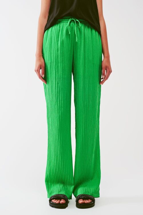 Loose Fit Striped Pants in Green