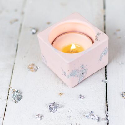 Jesmonite pastel pink tea light holder, mini planter