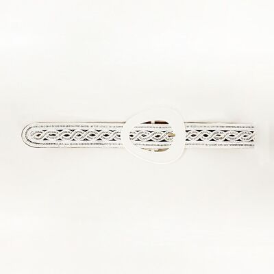 Crystal Embellished Belt in White