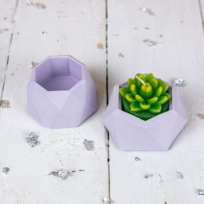 Jesmonite mini planters, 2 pastel lilac tiny succulent planters