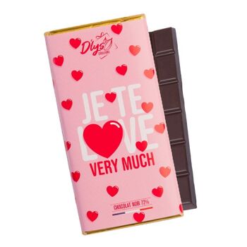 Tablette "Je te Love very Much" - Chocolat noir 72% 1