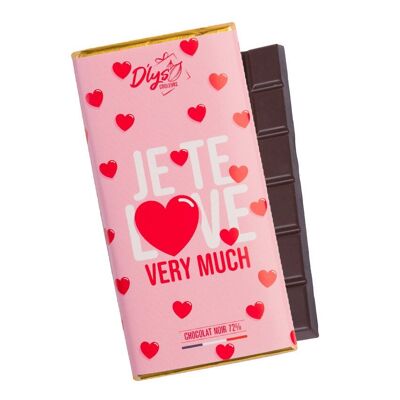 Tafel „Je te Love very Much“ – Zartbitterschokolade 72 %