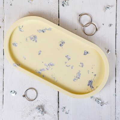 Jesmonite oval trinket tray, pastel yellow