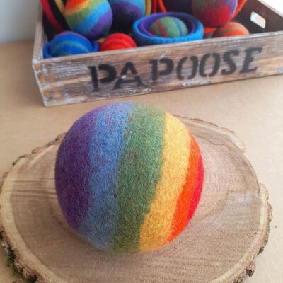 Rainbow felted wool ball 12.5 cm