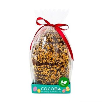 Oeuf de Pâques au chocolat végétalien avec nid d'abeille 1