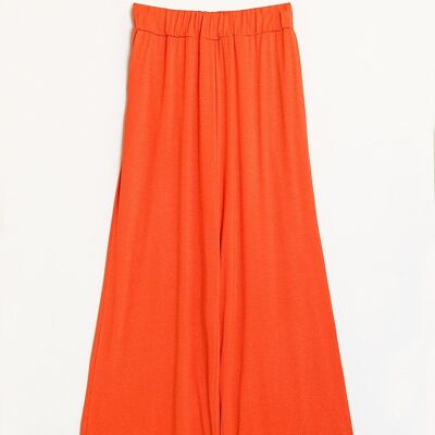 pantalon d'été large en viscose orange