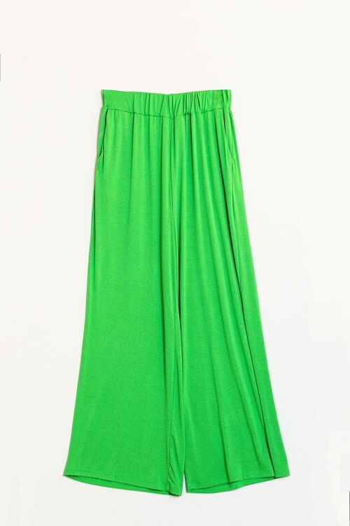 wide viscose summer pants in green