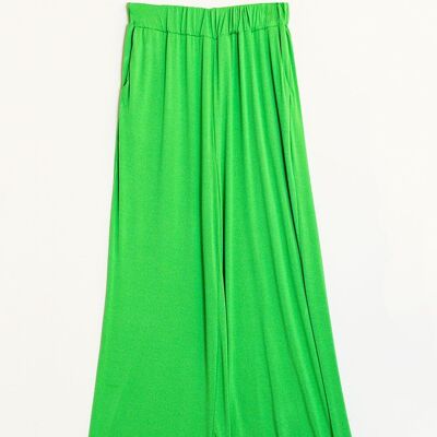 Pantalón ancho de verano de viscosa en verde.