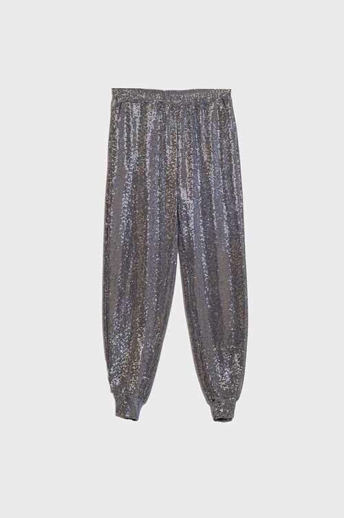 Grey sequins cargo pants