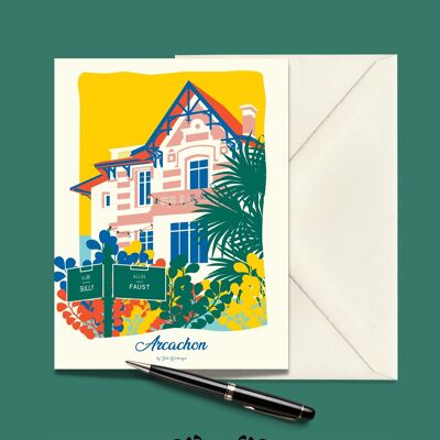 ARCACHON Winter Town Postcard - 15x21cm
