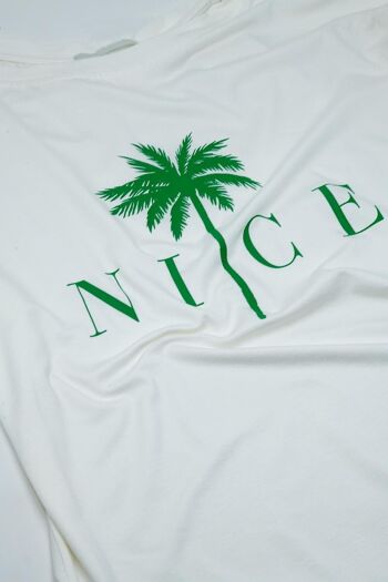 Chemise blanche à imprimé palmiers en vert 2