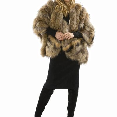 Mocha Charlotte Luxury Fox Fur Cape Coat