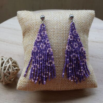 PASTILLA Purple fringed beaded weaving earrings