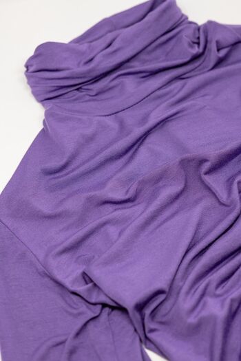 T-shirt col montant à manches longues en tissu modal violet 2