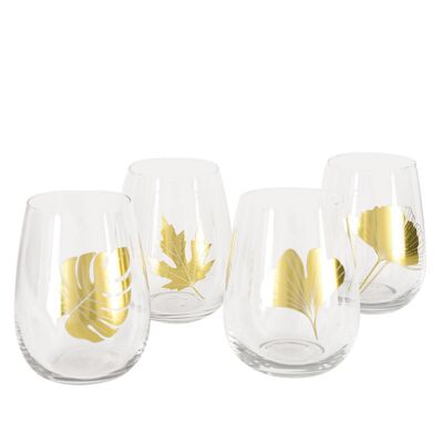 SET OF 4 GOLD LEAF GLASSES