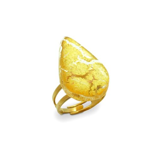 Bague ORUS Dolce en verre de Murano et feuille d'or 24 carats