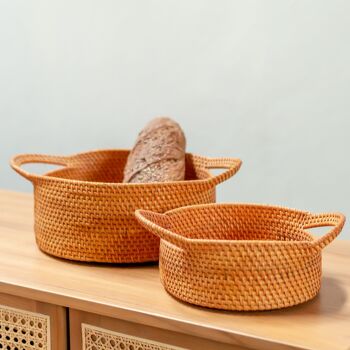 Petit panier de rangement en rotin panier décoratif SUWARI (2 tailles) parfait comme corbeille à pain ou corbeille à fruits 1